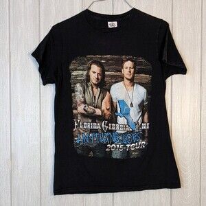 Florida Georgia Line Double Sided Black Tour Tee Anything Goes Delta 2015 EUC S